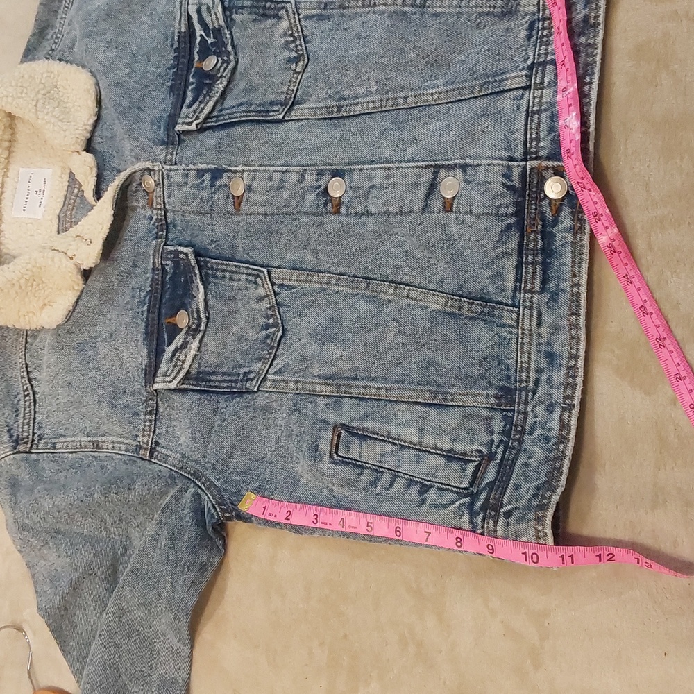 Celebrity Pink Women's Juniors' Sherpa Lined Acid Wash Denim Jacket Size M 7/8 - Picture 9 of 14